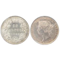 1882H 25¢ ICCS MS64, light russet tones over full underlying lustre.  A tough date.