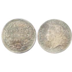 1890H 25¢ ICCS MS63, light but attractive toning.  Tough date