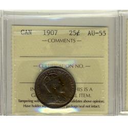 1907 25¢ ICCS AU55.  Darker brown tone.