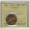 Image 1 : 1935 25¢ ICCS AU55.