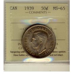1939 50¢ ICCS MS65, lightly toned.  Very nice1