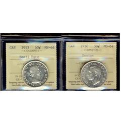 1950 Des & 1953 SD ICCS MS64.  Lot of 2 coins.