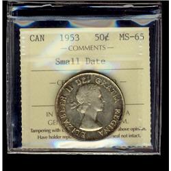 1953 50¢ SD ICCS MS65.  Scattered tones.