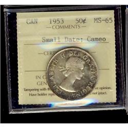 1953 50¢ SD ICCS MS65 Cameo.  Scattered shades.