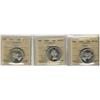 Image 1 : 1964 50¢ ICCS MS65 Cameo.  Lot of 3 coins all full white.