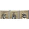 Image 1 : 1964 50¢ ICCS MS65 Cameo.  Lot of 3 coins all full white.