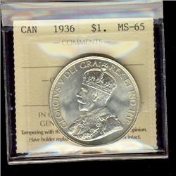 1936 $1 ICCS MS65.  Brilliant and lustrous.