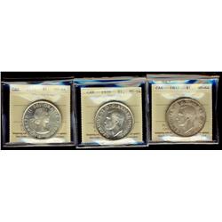 1937 $1, 1939 & 1955 ICCS MS64.  Lot of 4 coins.