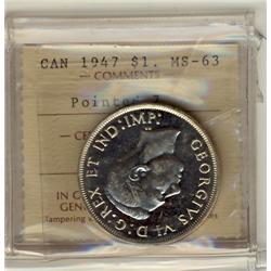 1947 $1 Ptd7 ICCS MS63.  Brilliant and lustrous.