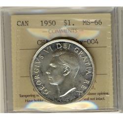 1950 Rev-004 $1 ICCS MS66, brilliant.  Scarce variety