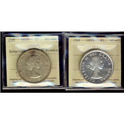 1955 $1 Arnp w/DB & 1955 reg ICCS MS63.  Lot of 2 coins.