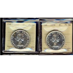1956 & 1957 $1 ICCS PL66.  Lot of 2 coins.