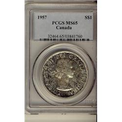 1957 $1 PCGS MS65.  Gem lustre and scatterd shades.