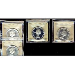 1958 $1, 1963 & 1965 Lg Bd Blt ICCS PL65 Heavy Cameo.  Lot of 4 coins.