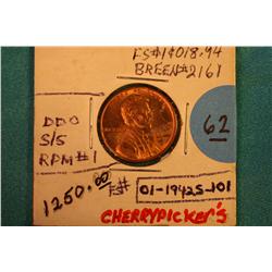 1942-S Error Penny (DDO  S/S RPM #1)