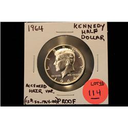 1964 Kennedy Half Dollar Grade : (Proof) Accented Hair Variety
