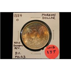 1884-O Morgan Dollar (Nice Rainbow Reverse) B.U. MS-63
