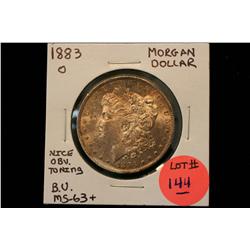 1883-O Morgan Dollar B.U.  MS-63+ (Nice Obverse Toning)