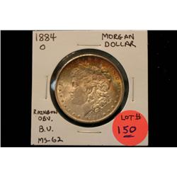 1884-O Morgan Dollar B.U.  MS-62 (Very Nice Rainbow Reverse)
