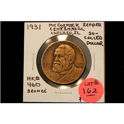 1931 Mccormick Reaper Centennial So-Called Dollar (HK #460)Bronze