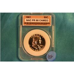 1961 Graded Franklin Half Dollar NAC-PR-68 Cameo