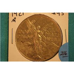 1921 Mexico Silver Dos Pesos (VF Condition)