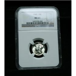 NGC 1945-p Liberty head 'Mercury' Dime Graded Gem Uncirculated ms65  NGC