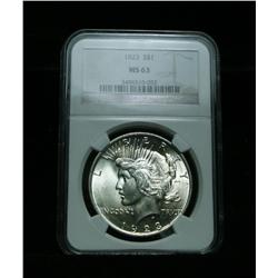NGC 1923-p Peace Dollar Graded Select Uncirculated ms63  NGC