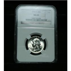 NGC 1953-s Washington Quarter 25c Graded Gem Uncirculated ms65