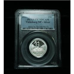 PERFECTION!  PCGS 2011-s SILVER Washington 25c "Vicksburg" Graded PR70 DCAM