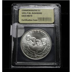 1991-p Mt. Rushmore Uncirculated Commemorative Dollar Grades ms70