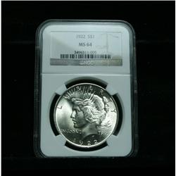 NGC 1922-p Peace Dollar Graded Choice Uncirculated ms64  NGC