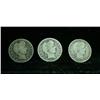 Image 1 : 3 Nice Barber Quarters 1904-o, 1914-p, 1915-p  grades VG-Fine