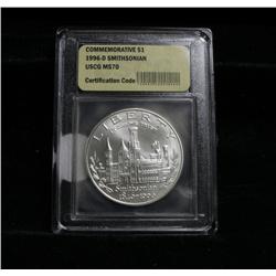 1996-d Smithsonian Uncirculated Commemorative Dollar Graded ms70