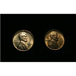 1960-d Large Date & Small Date Lincoln Cents 1c both pieces grade ms63 RD