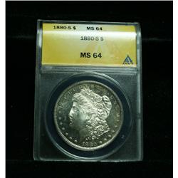 Anacs 1880-s Morgan Dollar Graded Choice Uncirculated ms64  Note DMPL Obverse and PL Reverse