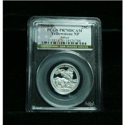 PERFECTION!  PCGS 2010-s SILVER Washington 25c "Yellowstone" Graded PR70RD  DCAM