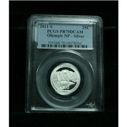 PERFECTION!  PCGS 2011-s SILVER Washington 25c "Olympic" Graded PR70 DCAM