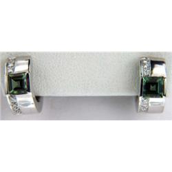 Silver Peridot & Diamond Earrings