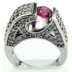 18K Pink Tourmaline White gold Diamond Ring