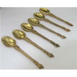 Antique Silver Set Of 6 Spoons From 1910