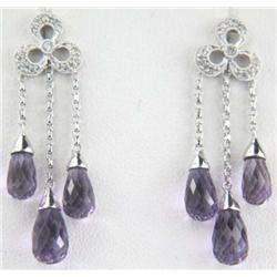 14K White Gold Amethyst Earrings