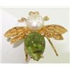 Image 1 : 14K Yellow Gold Peridot & Pearl Pin