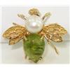Image 3 : 14K Yellow Gold Peridot & Pearl Pin