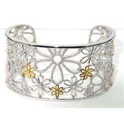Silver & 14K Yellow Gold Bangle