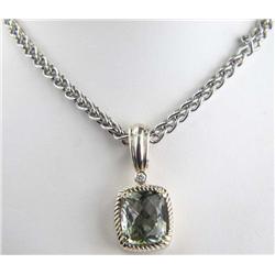 Charles Krypell Gold/Silver Prasiolite Diamond Necklace