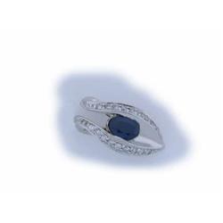 14k White Gold Diamond and Sapphire Pendant