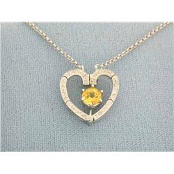 14k White Gold Necklace with Heart Pendant