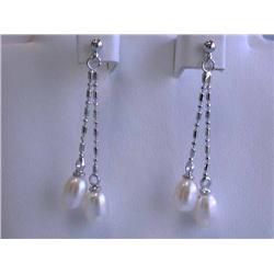 Dangling Pearl and Silver Earrings