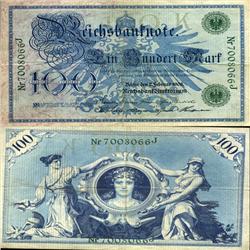 1908 Germany 100 Mk Note Hi Grade Rare Green Ser# (CUR-05666)